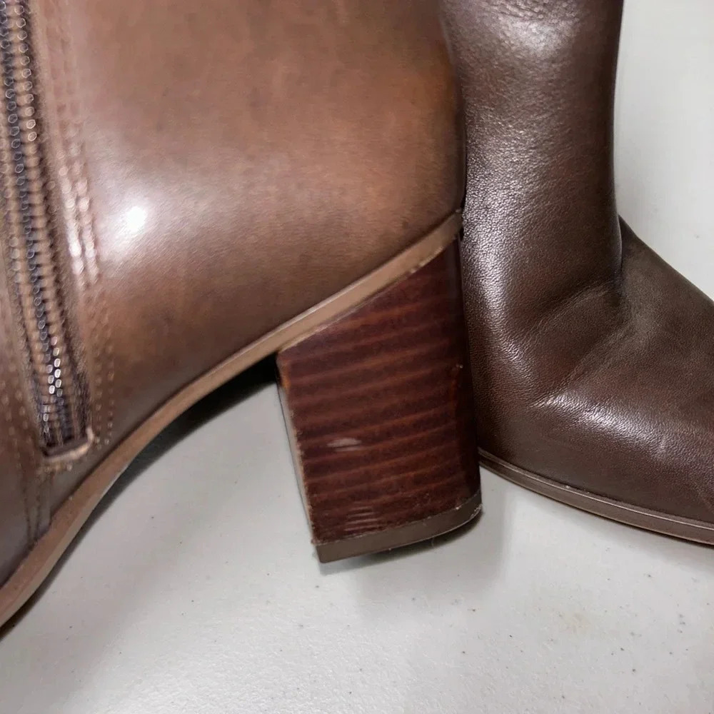 Franco Sarto Ilaria Heeled Leather Brown Booties Women’s 6M - Picture 9 of 11